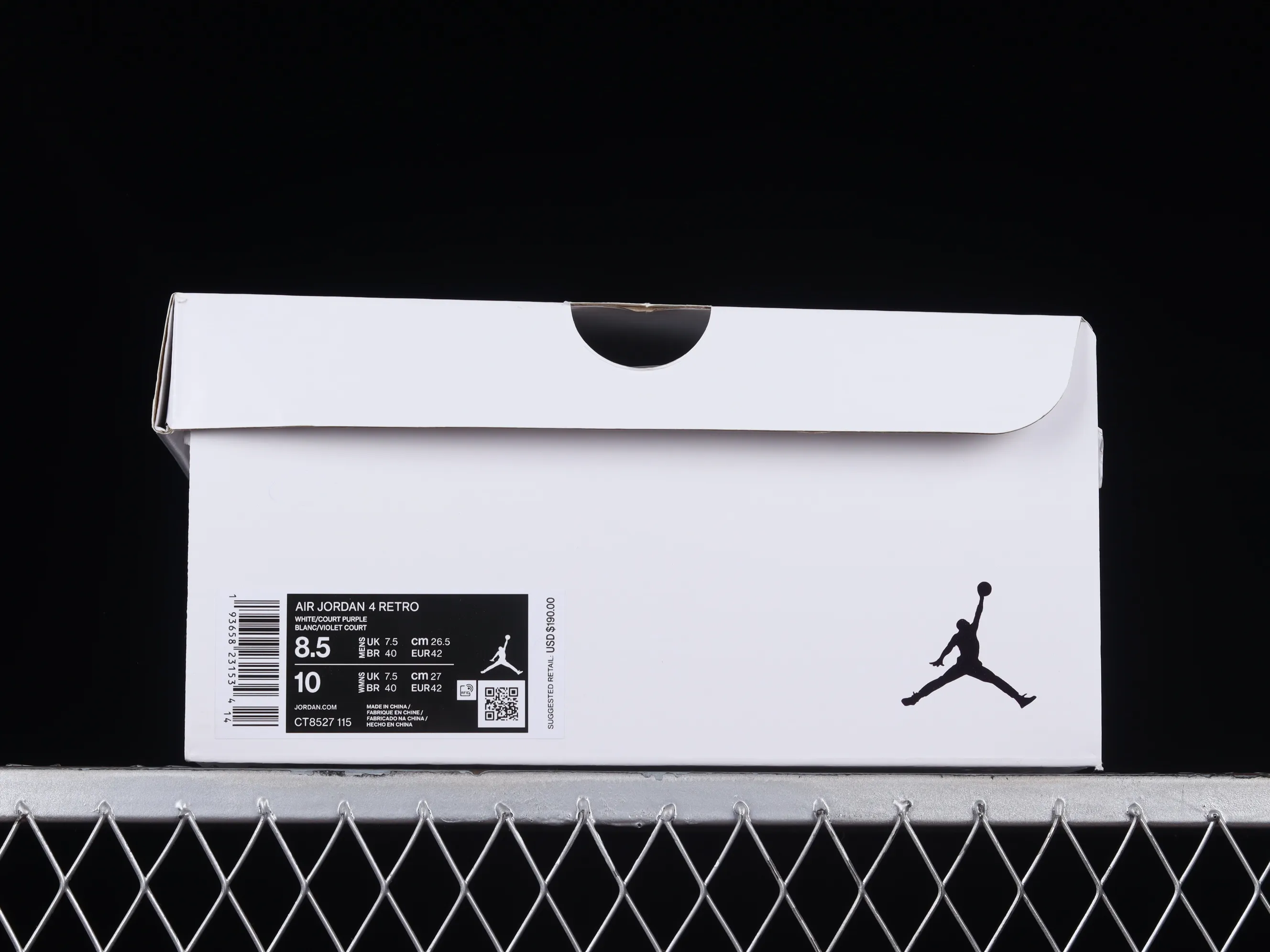 All categories Air Jordan Jordan series basketball shoes Air Jordan 4 OG version Air Jordan 4 "Court Purple" AJ4 Joe 4 white and purple full head layer CT8527-115